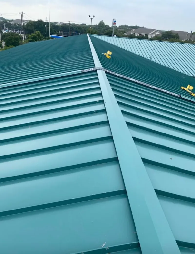 Green commercial metal roof ridge and valley for Metal Roof Repair in Lehi